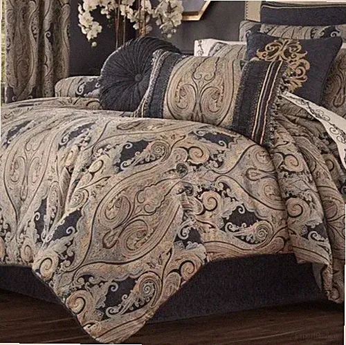 BNIP J Queen New York Luciana Indigo Blue 4pc Comforter Set