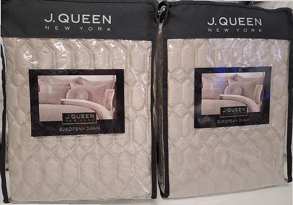 J Queen New York Brilliance Quilted European Shams Set of Two -Pebble