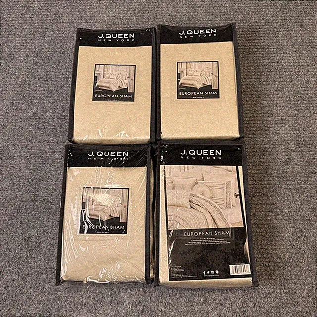 J Queen New York European Sham 26x26 Beige Gold Somerset Lot of 4 Pillow Cover