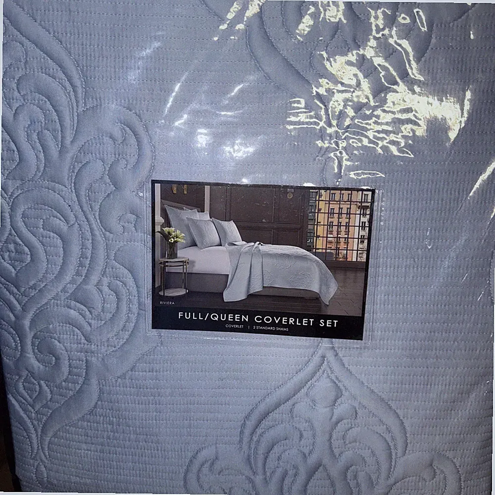 J Queen New York Riviera 3-Pc. Coverlet Set, Full/Queen, Powder Blue, NWT