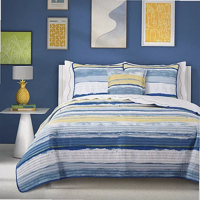 J Queen New York SEASHORE 3 Piece Quilt Bed Set Size KING