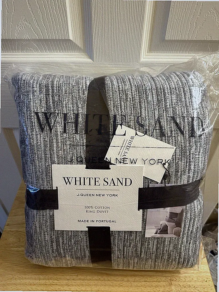 New J. Queen New York White Sands Blue Bay King Duvet Cover Only